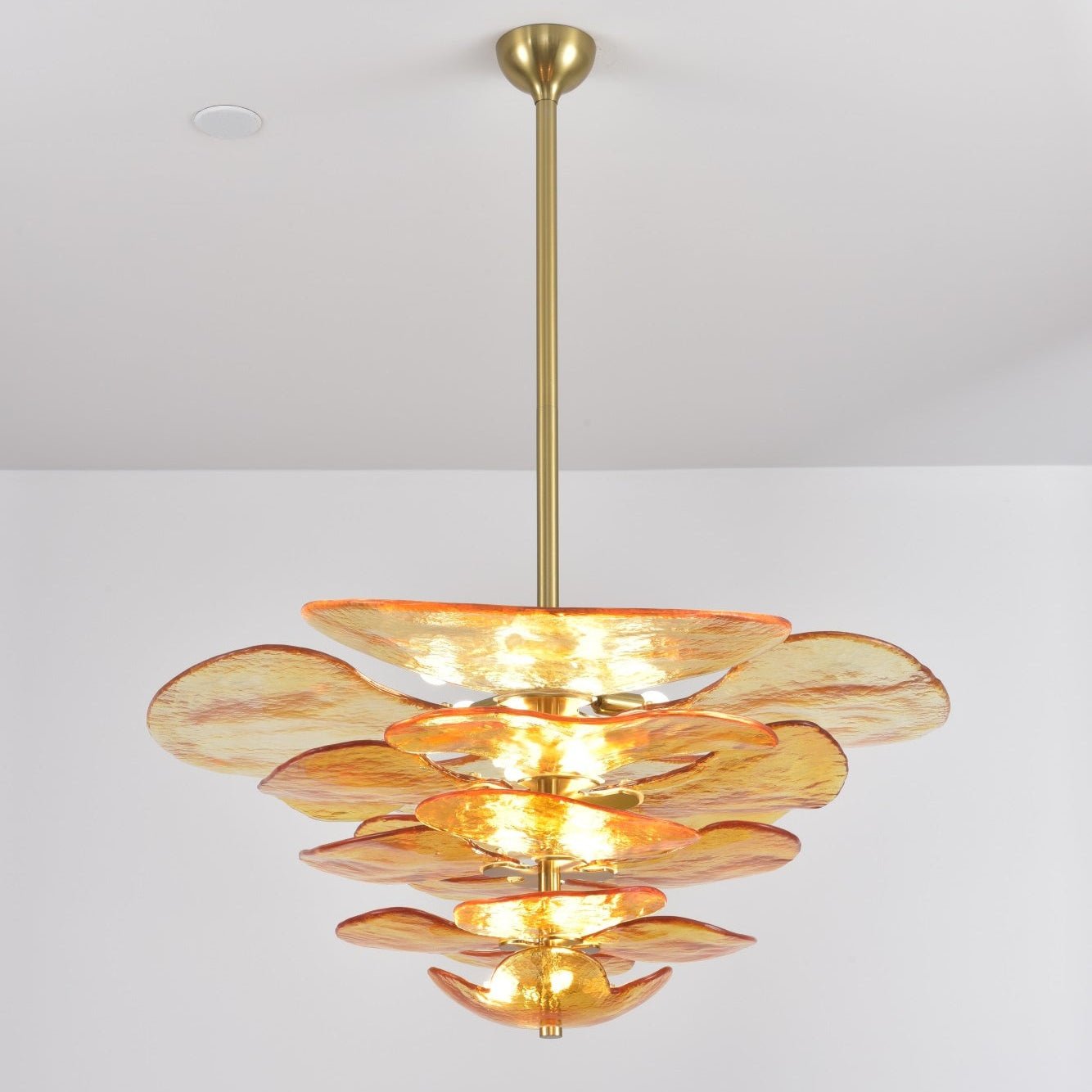 Aurora Chandelier Gold Murano Glass Petal Luxury - Blowlighting