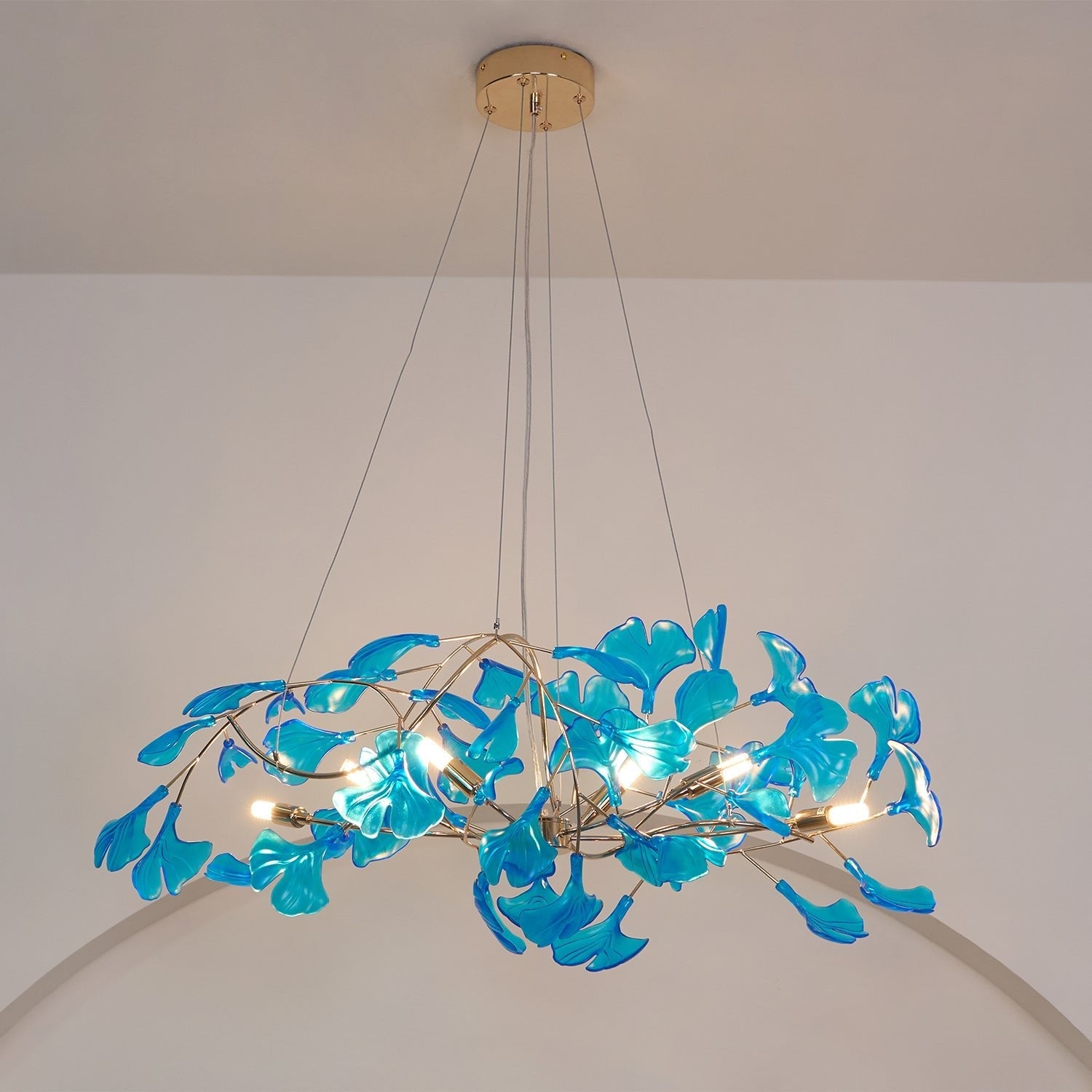 Eurvinen Luxury Ginkgo Leaf Metal Chandelier - Blowlighting