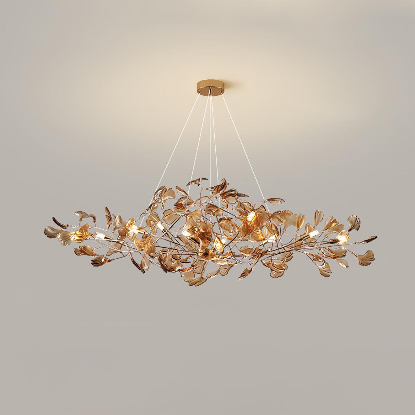 Eurvinen Luxury Ginkgo Leaf Metal Chandelier - Blowlighting
