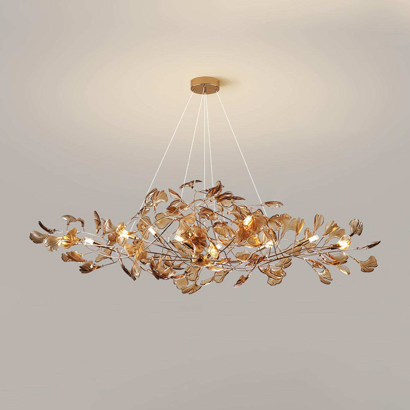 Eurvinen Luxury Ginkgo Leaf Metal Chandelier - Blowlighting