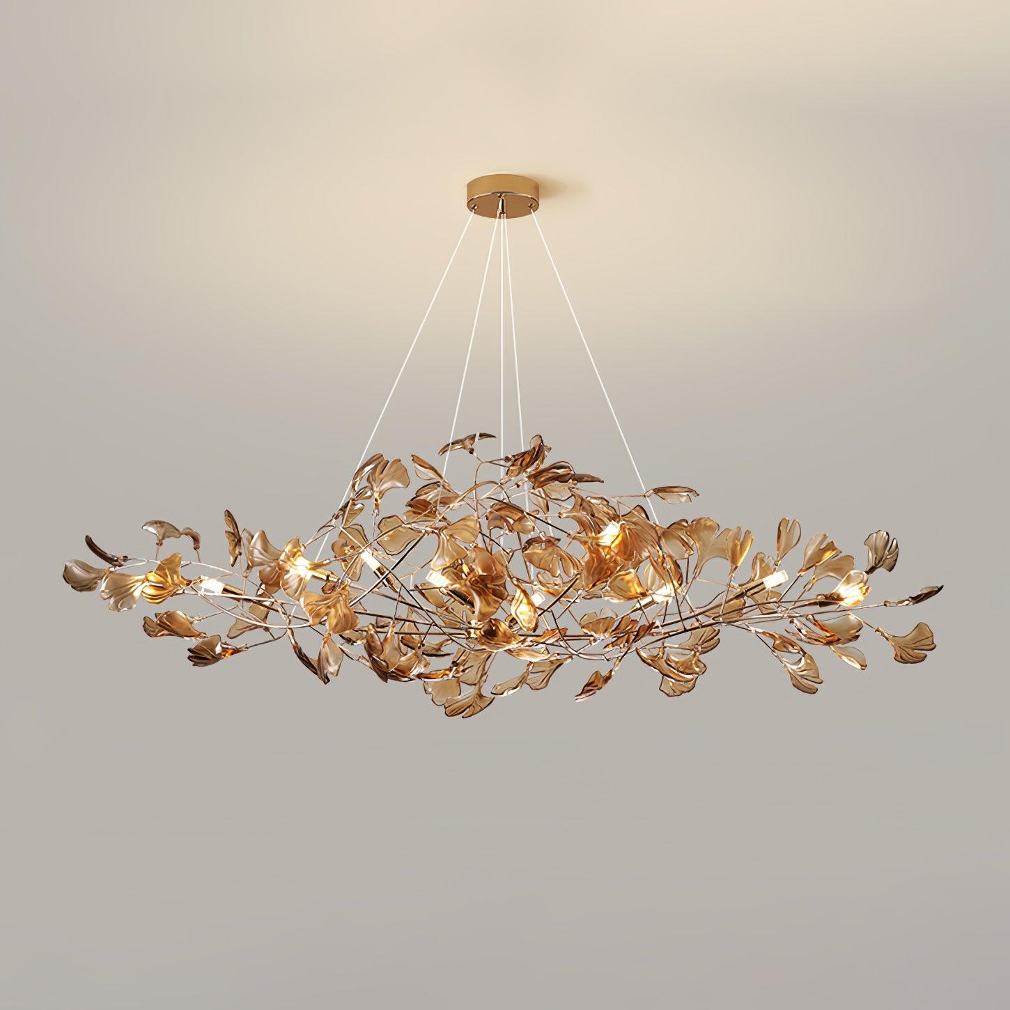 Eurvinen Luxury Ginkgo Leaf Metal Chandelier - Blowlighting