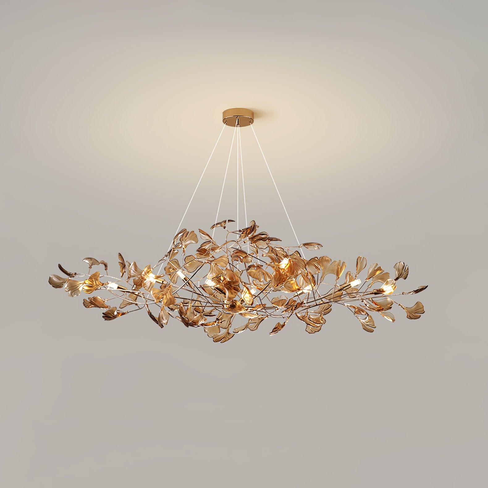 Eurvinen Luxury Ginkgo Leaf Metal Chandelier - Blowlighting
