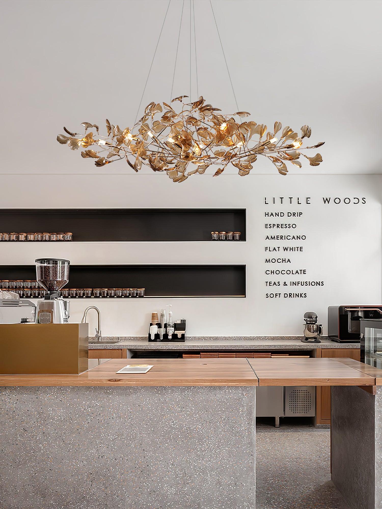 Eurvinen Luxury Ginkgo Leaf Metal Chandelier - Blowlighting