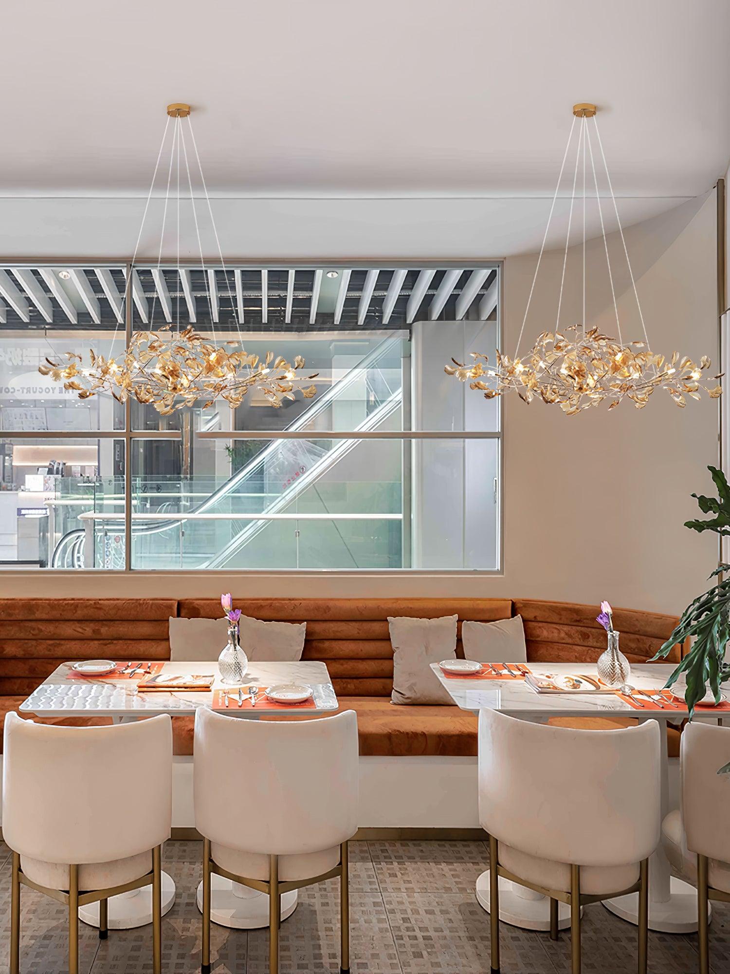 Eurvinen Luxury Ginkgo Leaf Metal Chandelier - Blowlighting