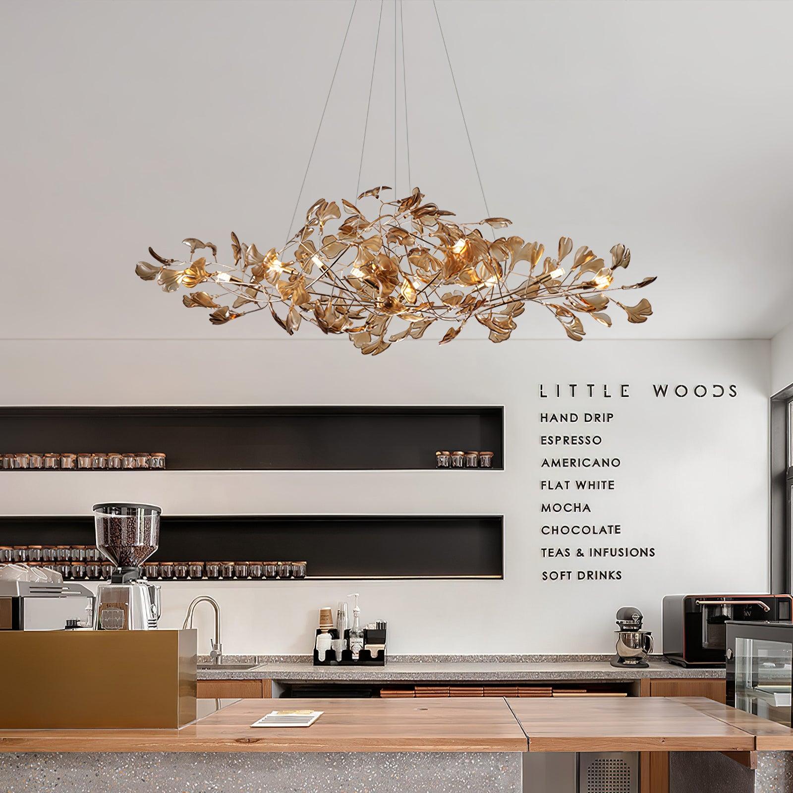 Eurvinen Luxury Ginkgo Leaf Metal Chandelier - Blowlighting