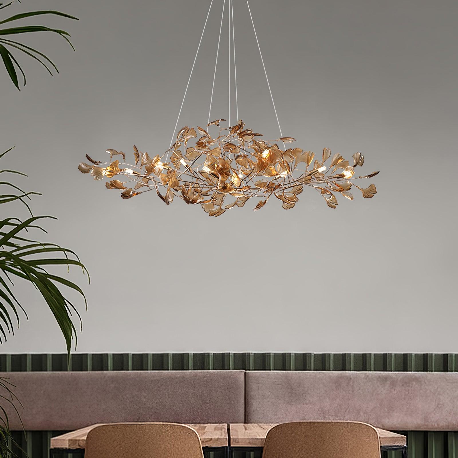Eurvinen Luxury Ginkgo Leaf Metal Chandelier - Blowlighting