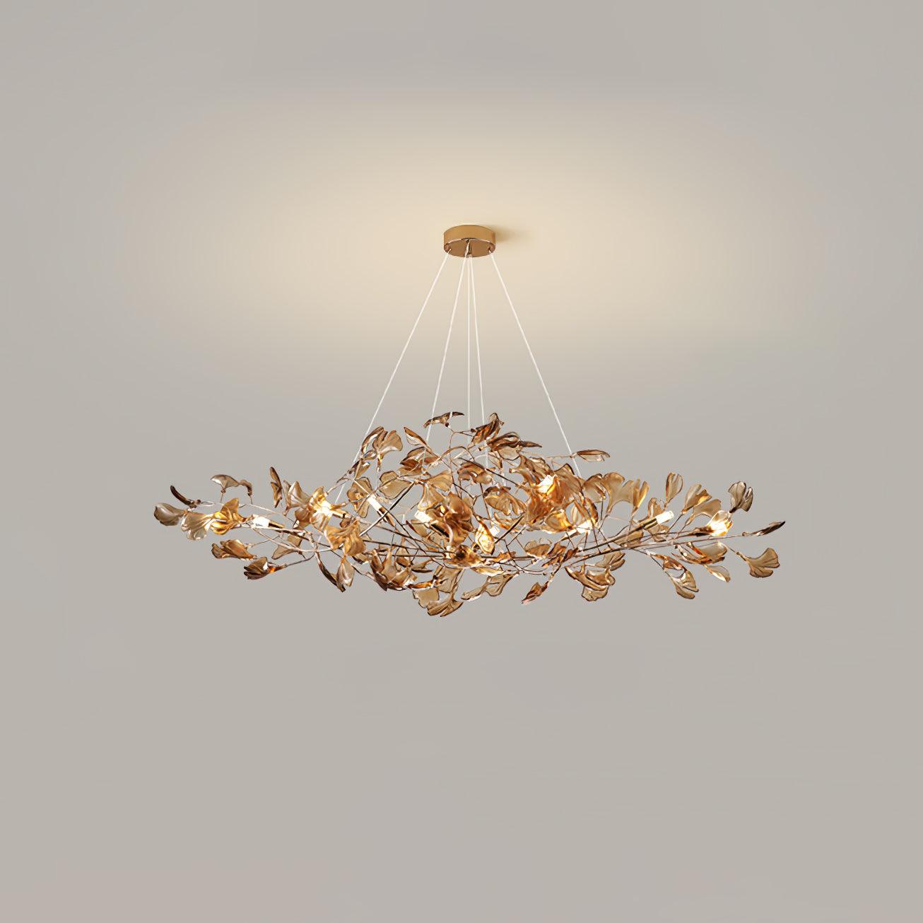 Eurvinen Luxury Ginkgo Leaf Metal Chandelier - Blowlighting