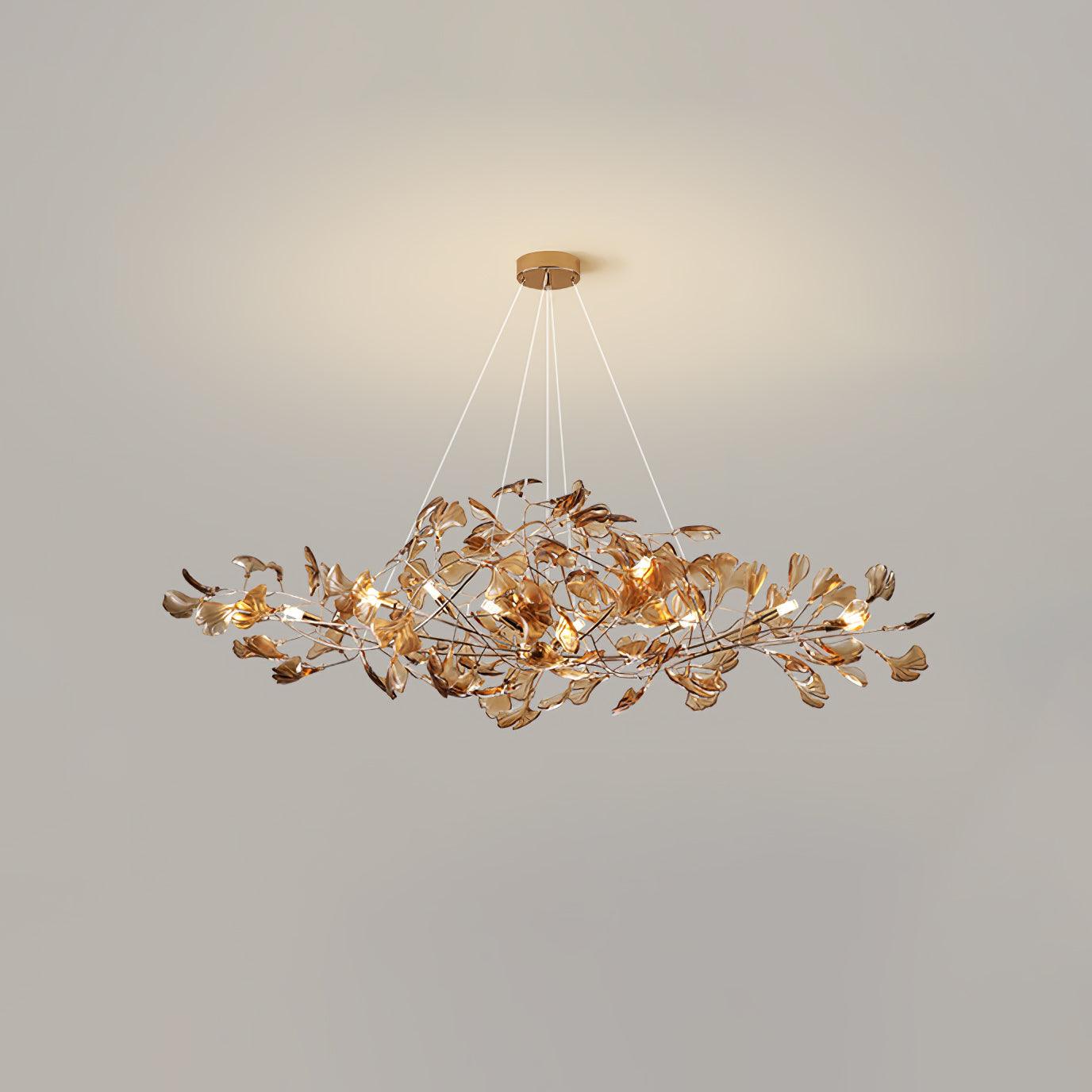 Eurvinen Luxury Ginkgo Leaf Metal Chandelier - Blowlighting