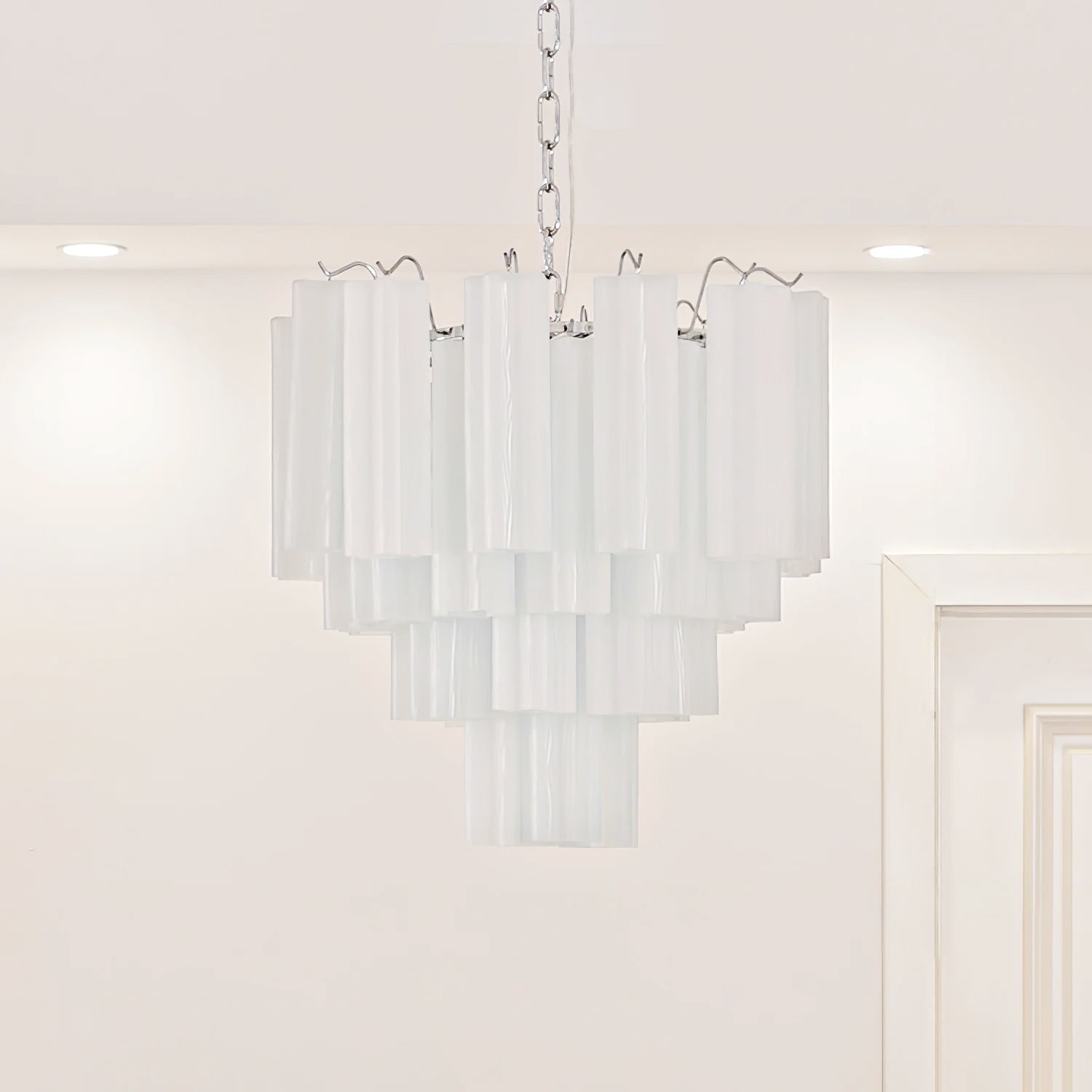 Aurora Chandelier White Layered Tube - Blowlighting