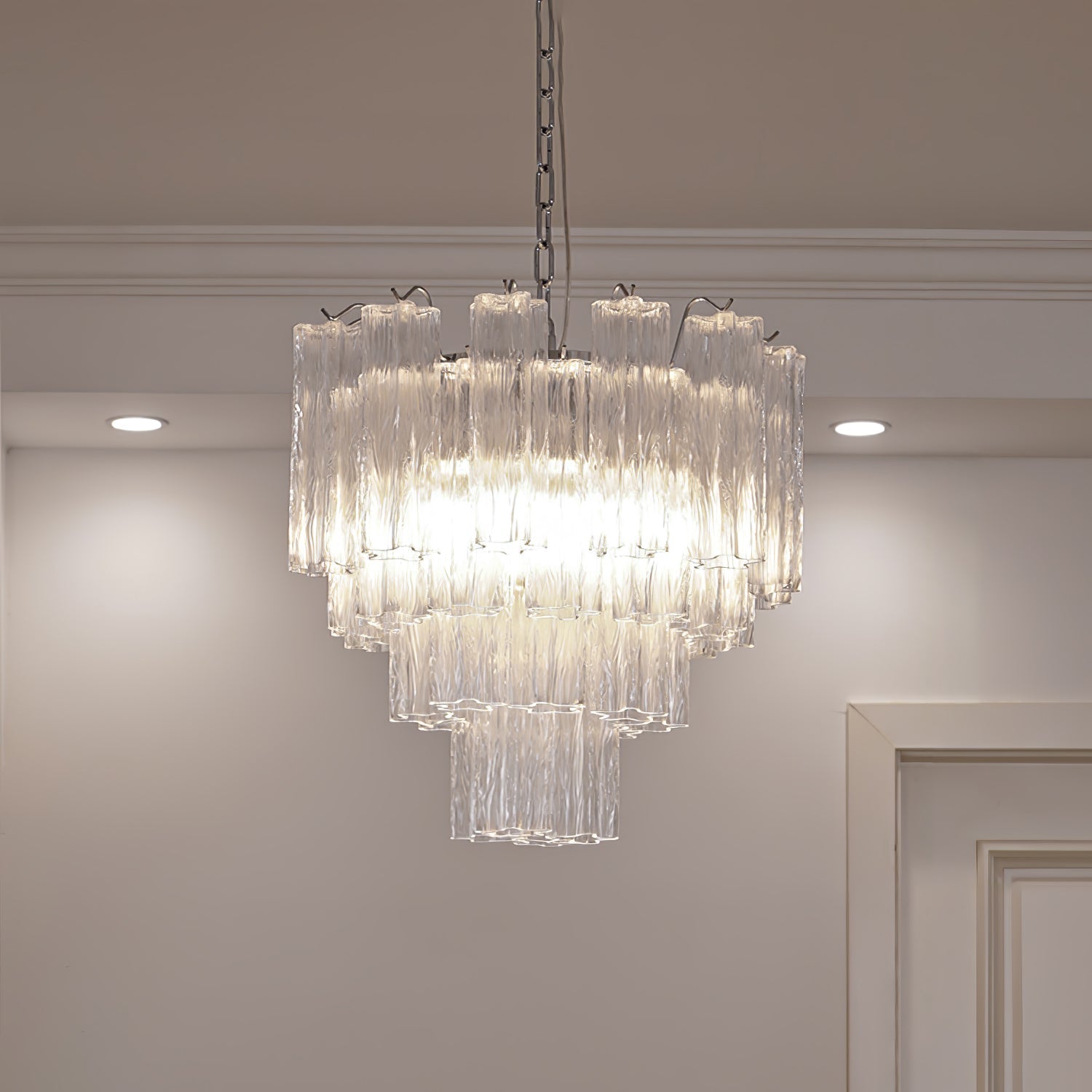 Aurora Chandelier White Layered Tube - Blowlighting