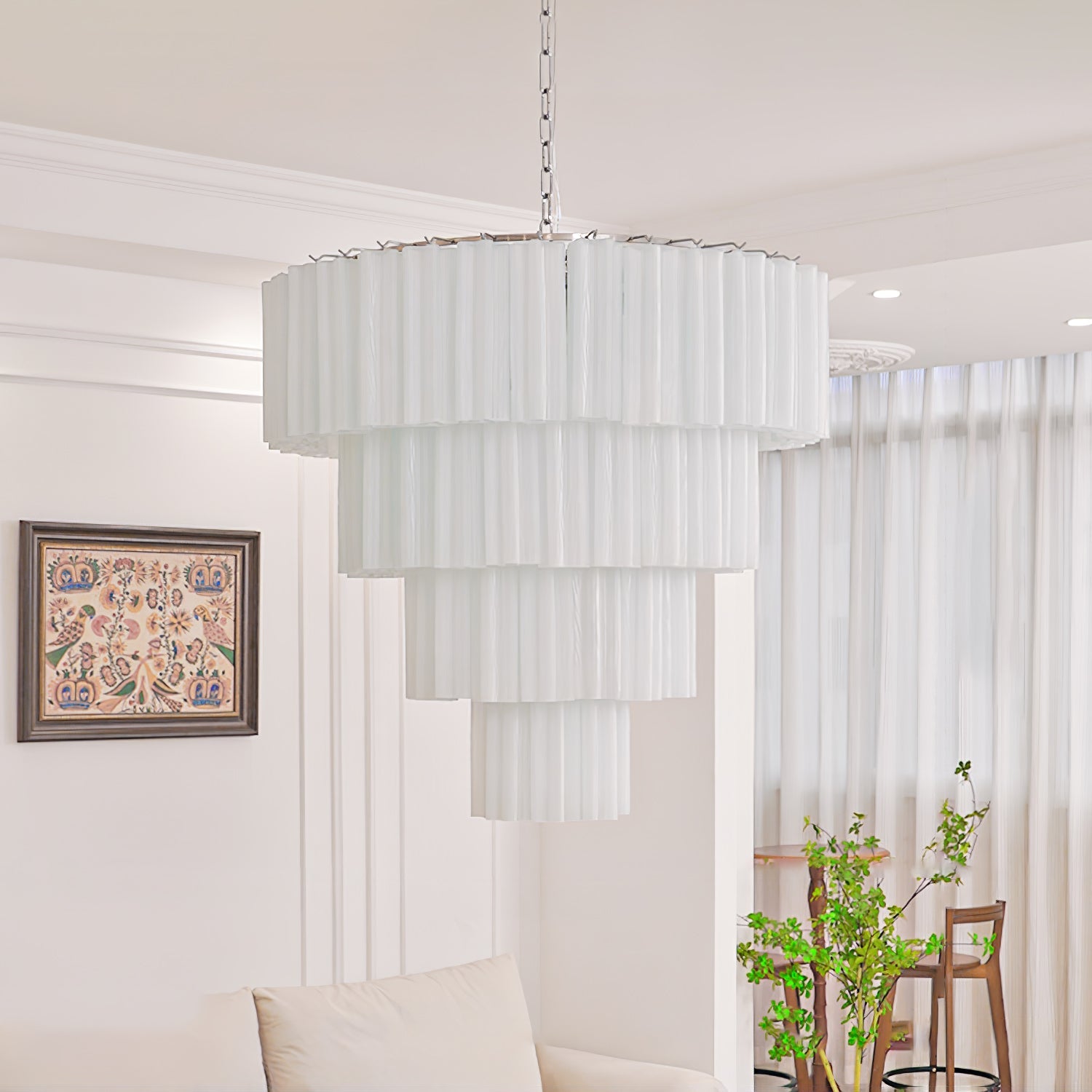 Aurora Chandelier White Layered Tube - Blowlighting