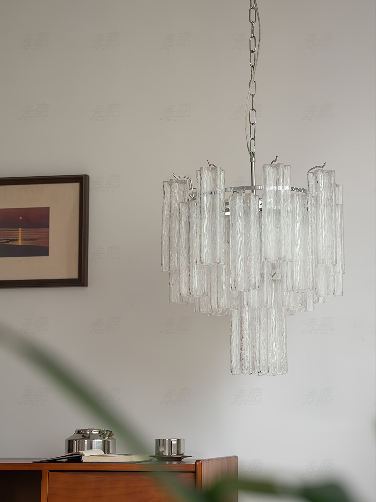 Aurora Chandelier White Layered Tube - Blowlighting