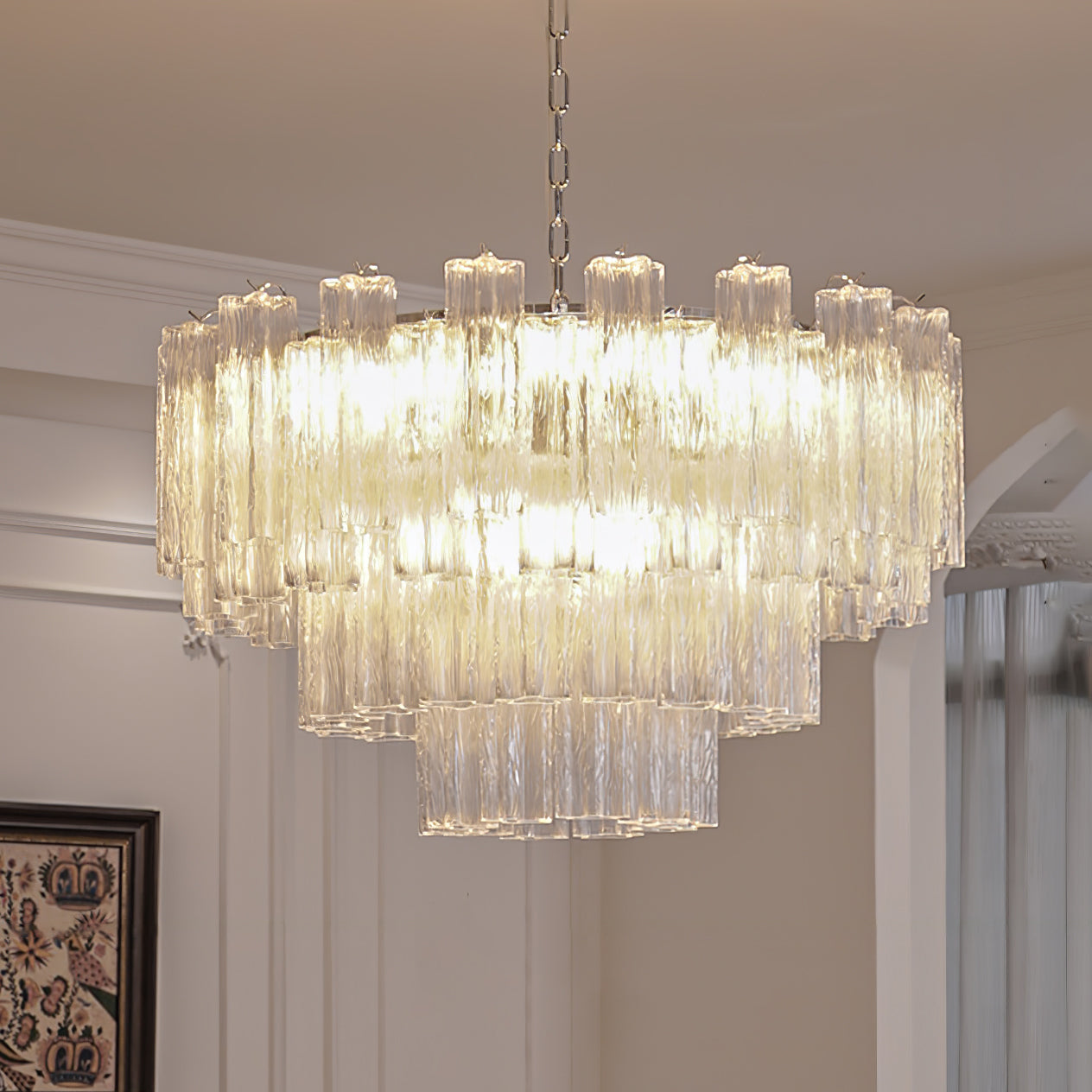 Aurora Chandelier White Layered Tube - Blowlighting