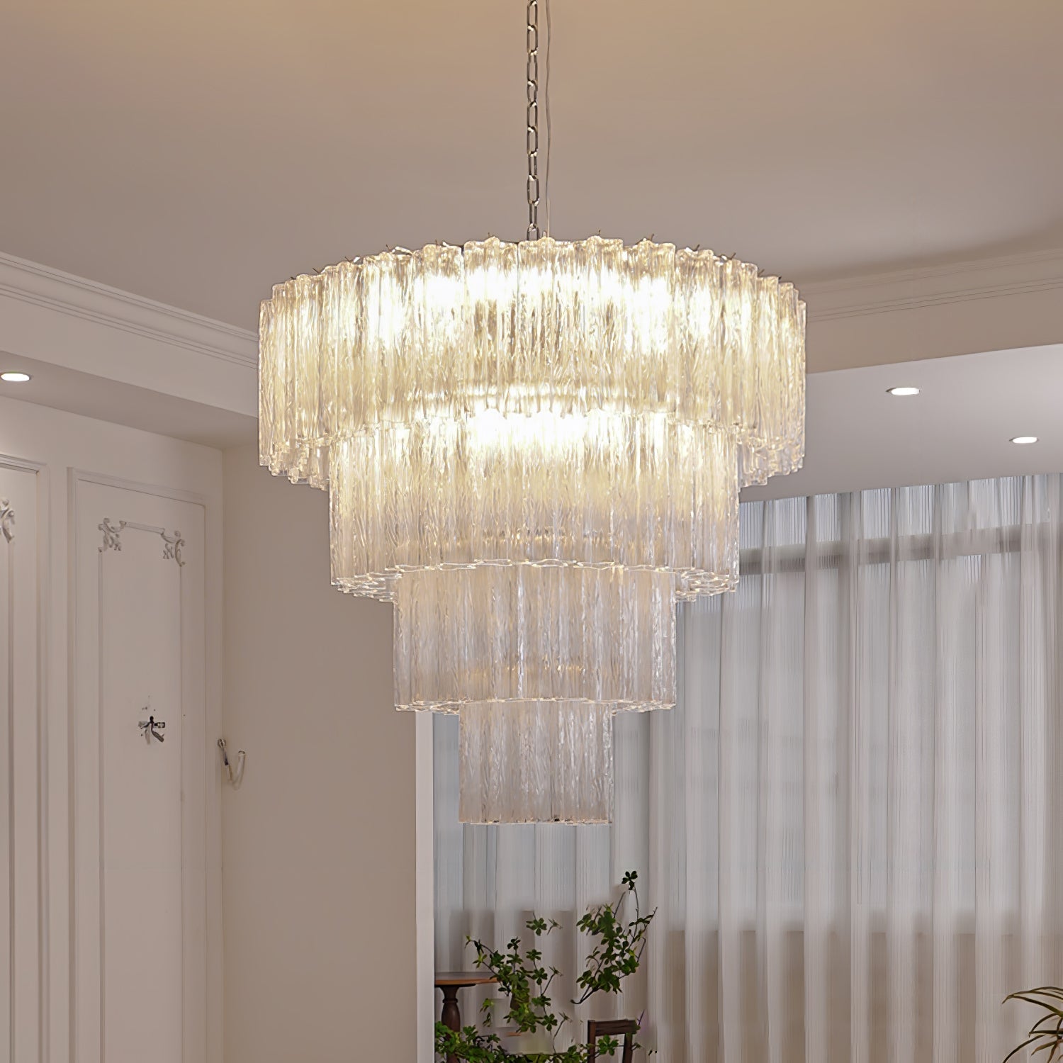 Aurora Chandelier White Layered Tube - Blowlighting