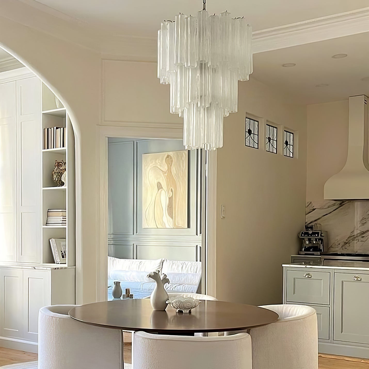 Aurora Chandelier White Layered Tube - Blowlighting