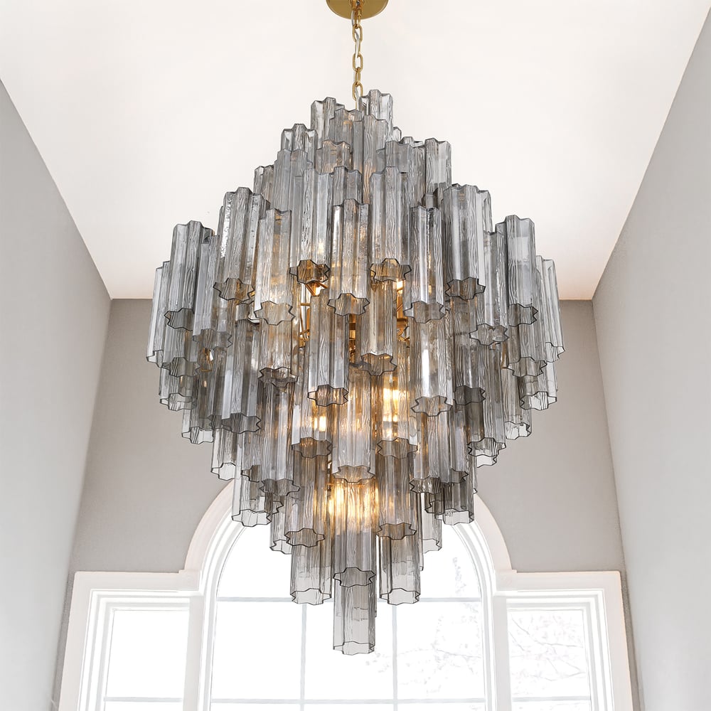 Aurora Diamond Chandelier Glass Tube Layered Amber - Blowlighting
