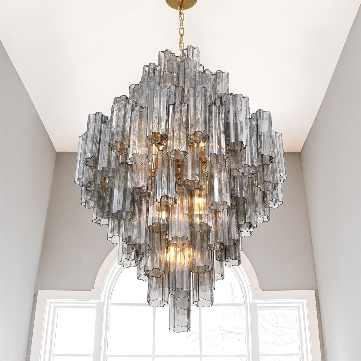 Aurora Diamond Chandelier Glass Tube Layered Amber - Blowlighting