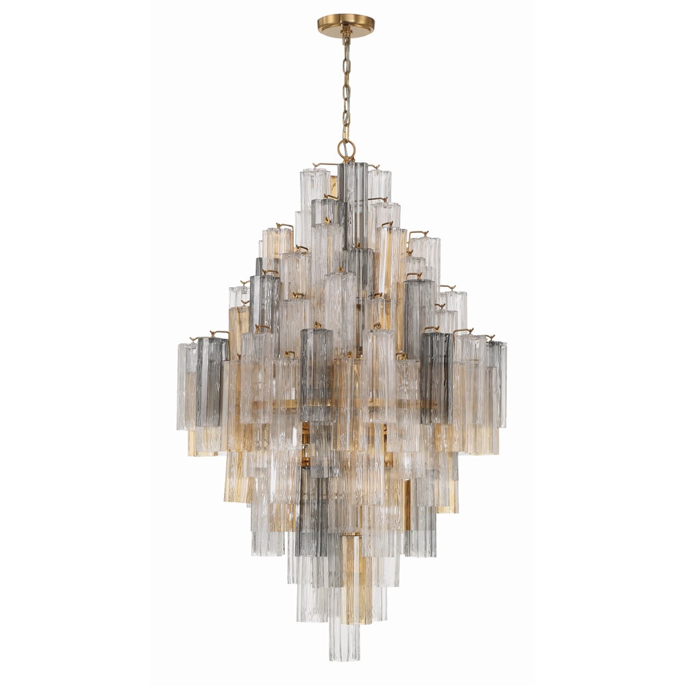 Aurora Diamond Chandelier Glass Tube Layered Amber - Blowlighting