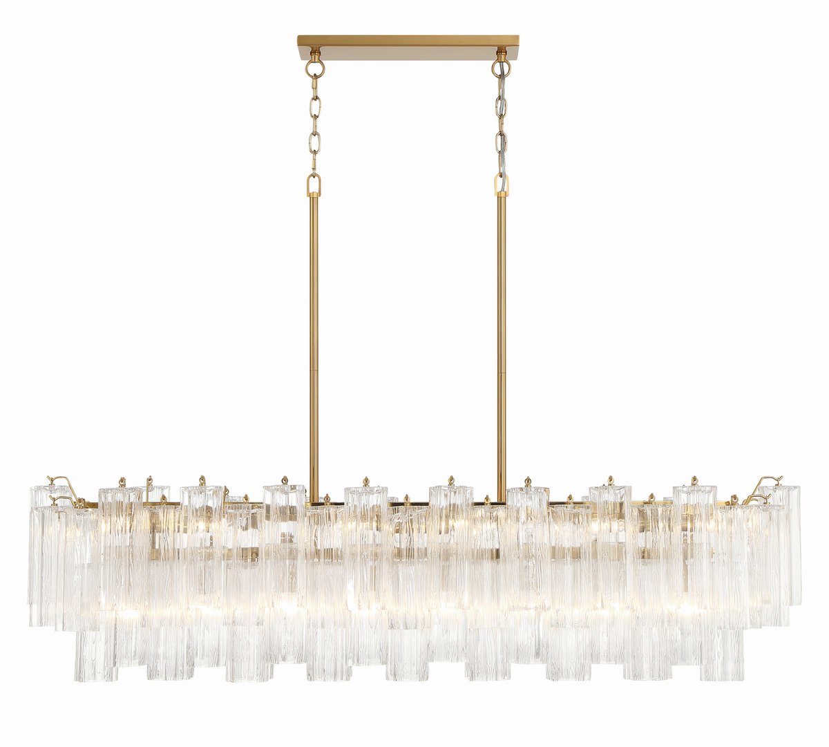 Aurora Linear Chandelier Glass Tube Tiered Amber - Blowlighting