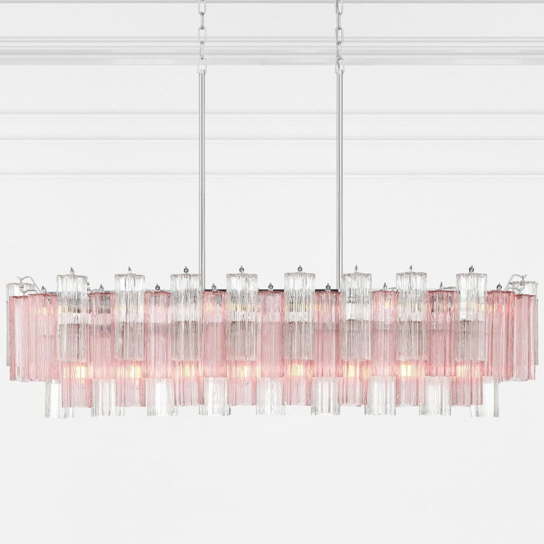 Aurora Linear Chandelier Glass Tube Tiered Amber - Blowlighting