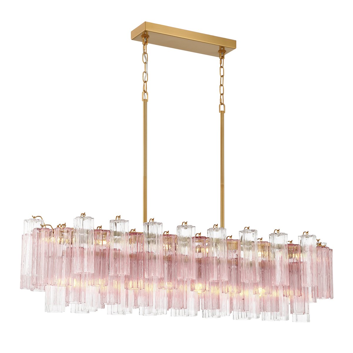 Aurora Linear Chandelier Glass Tube Tiered Amber - Blowlighting