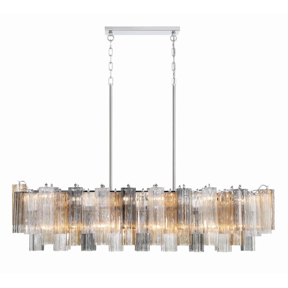 Aurora Linear Chandelier Glass Tube Tiered Amber - Blowlighting
