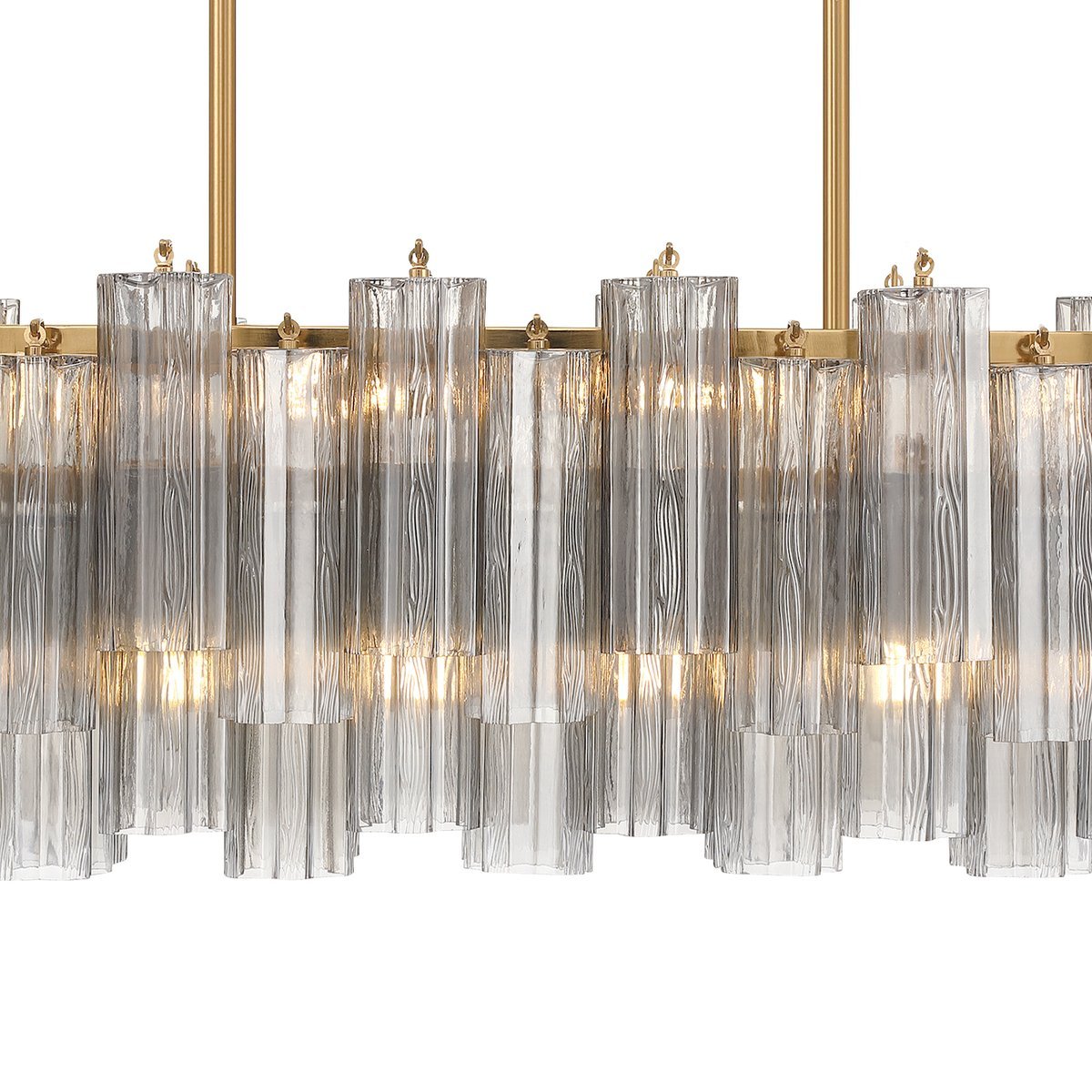 Aurora Linear Chandelier Glass Tube Tiered Amber - Blowlighting