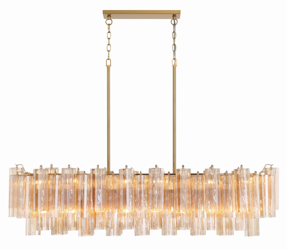 Aurora Linear Chandelier Glass Tube Tiered Amber - Blowlighting