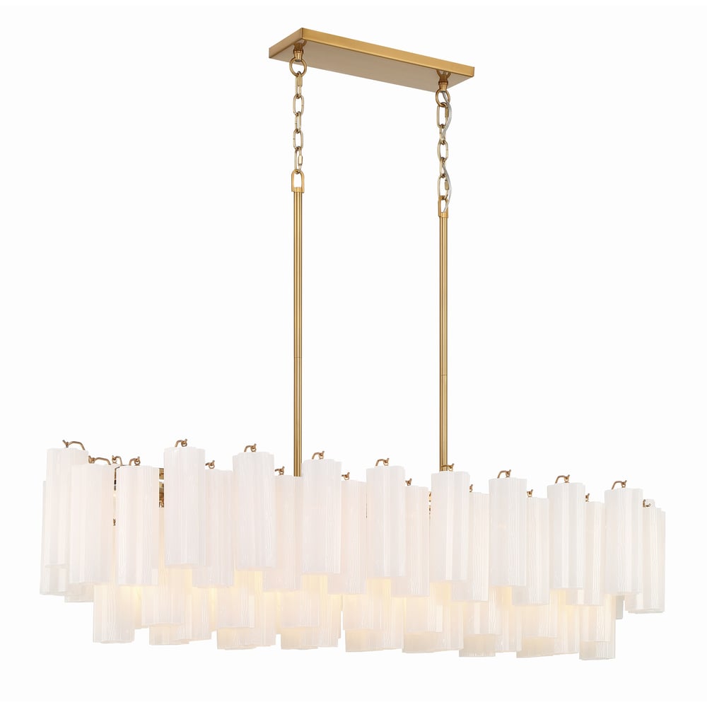 Aurora Linear Chandelier Glass Tube Tiered Amber - Blowlighting