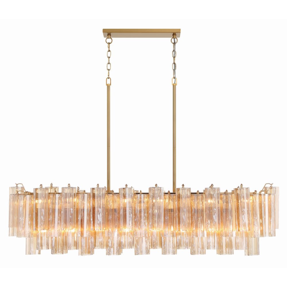 Aurora Linear Chandelier Glass Tube Tiered Amber - Blowlighting