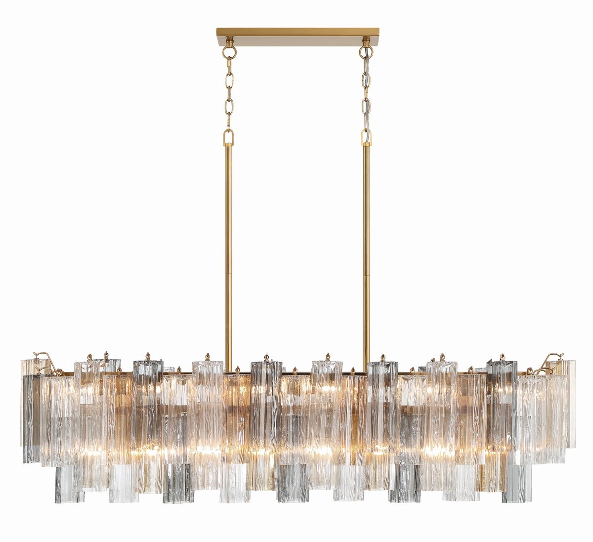Aurora Linear Chandelier Glass Tube Tiered Amber - Blowlighting
