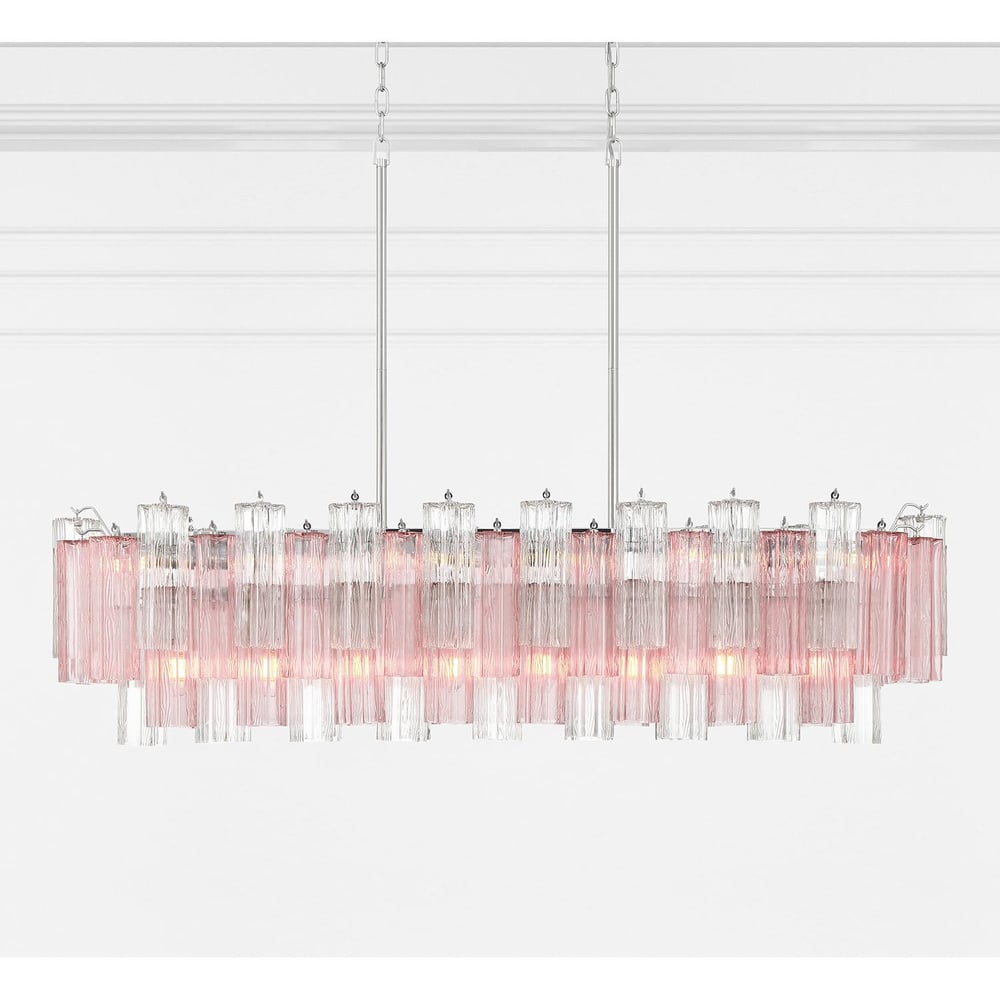 Aurora Linear Chandelier Glass Tube Tiered Amber - Blowlighting