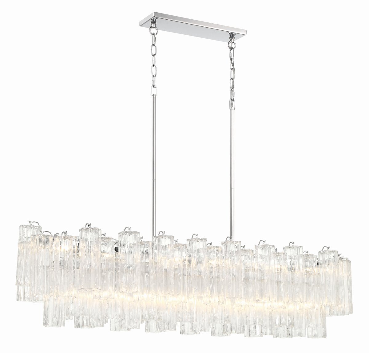 Aurora Linear Chandelier Glass Tube Tiered Amber - Blowlighting