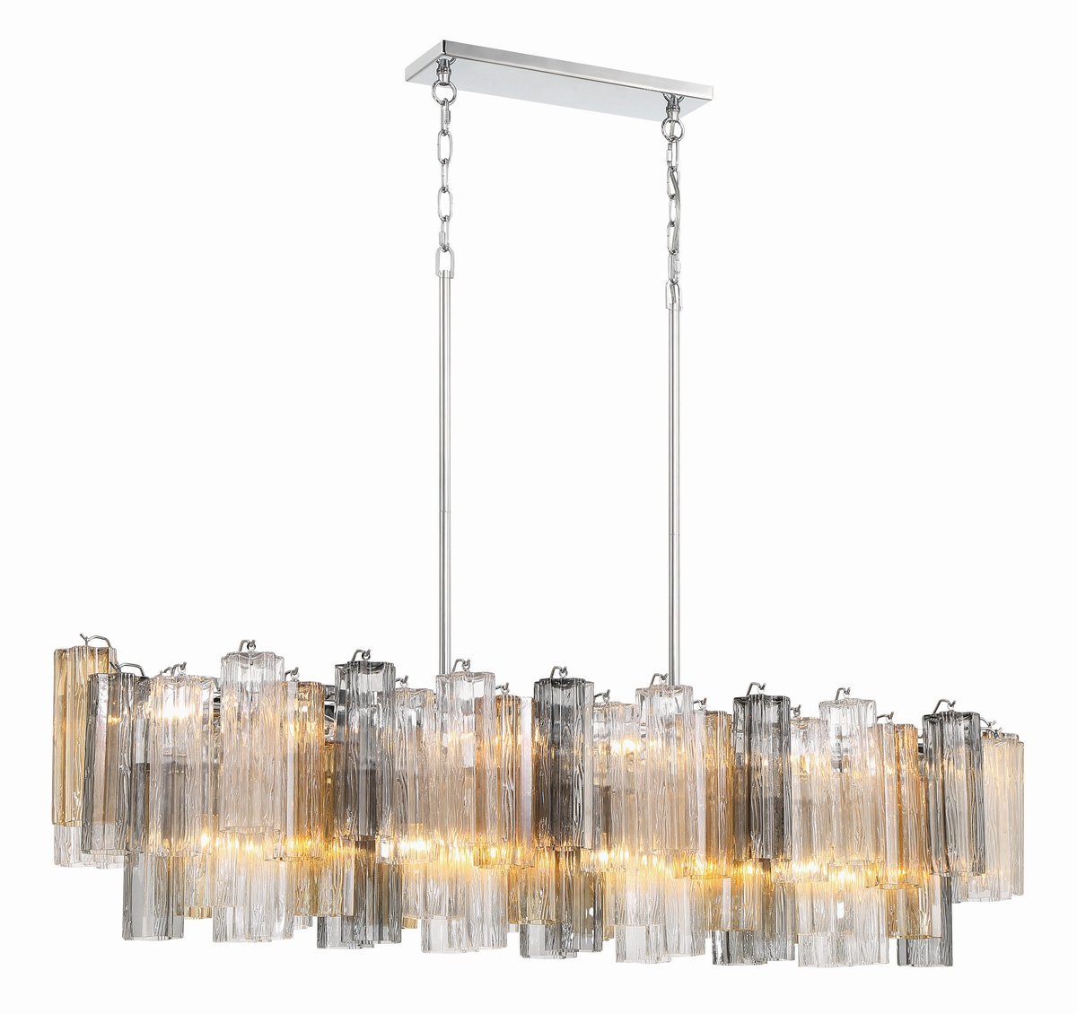 Aurora Linear Chandelier Glass Tube Tiered Amber - Blowlighting