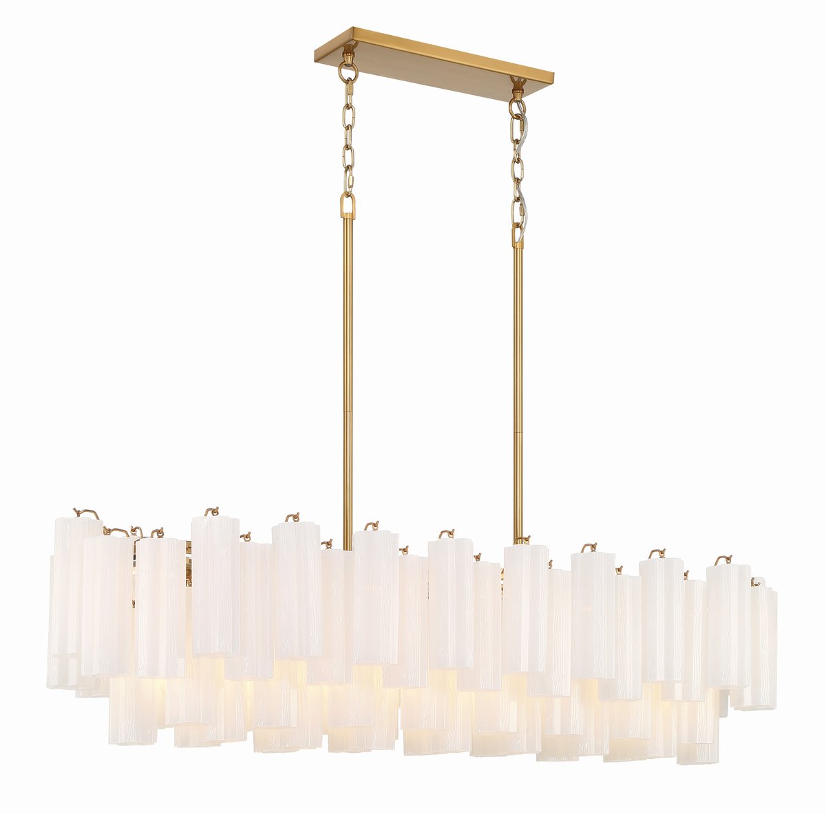 Aurora Linear Chandelier Glass Tube Tiered Amber - Blowlighting