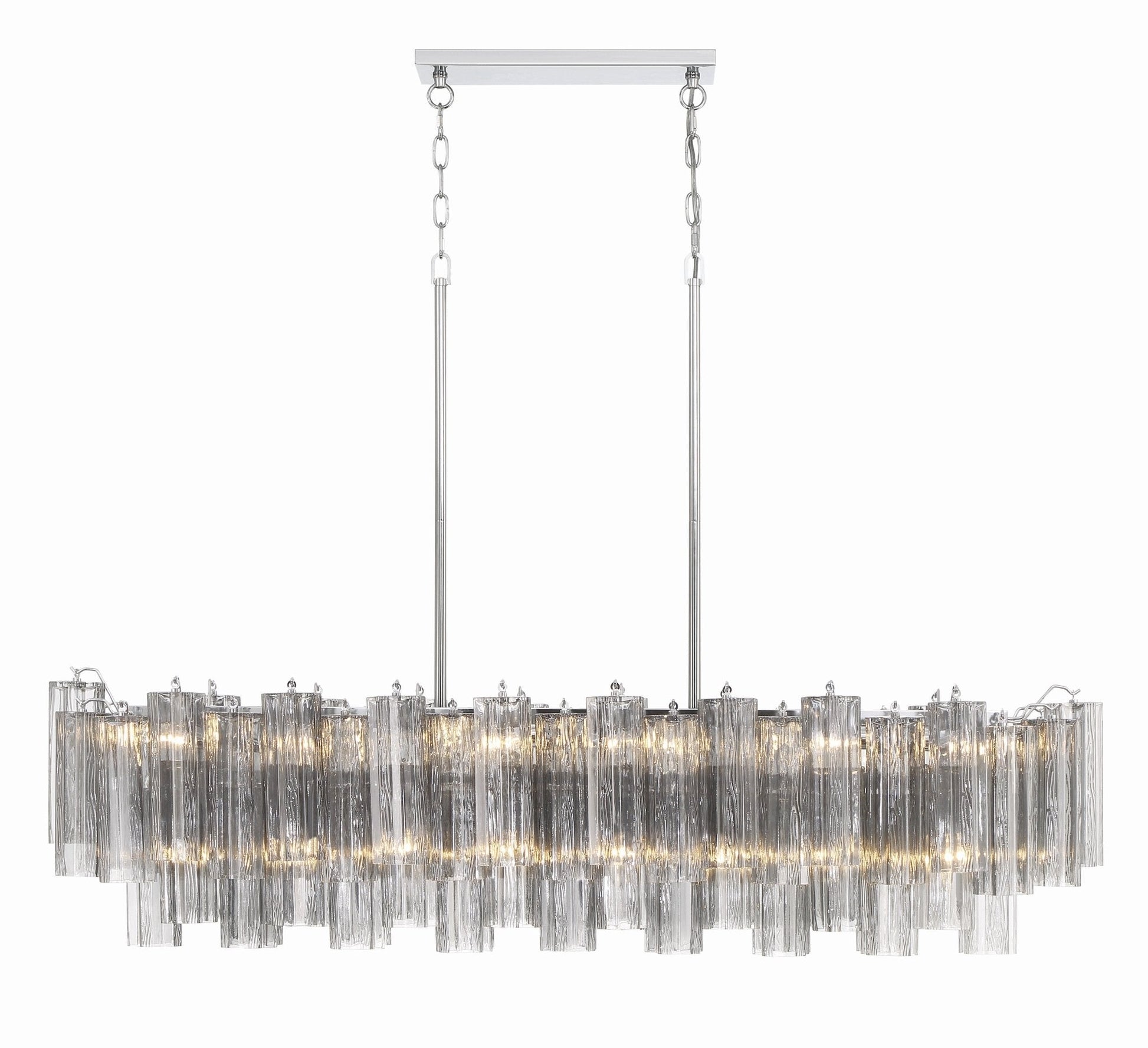 Aurora Linear Chandelier Glass Tube Tiered Amber - Blowlighting