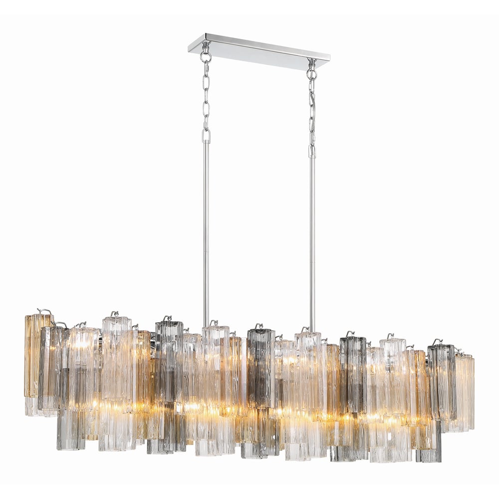 Aurora Linear Chandelier Glass Tube Tiered Amber - Blowlighting