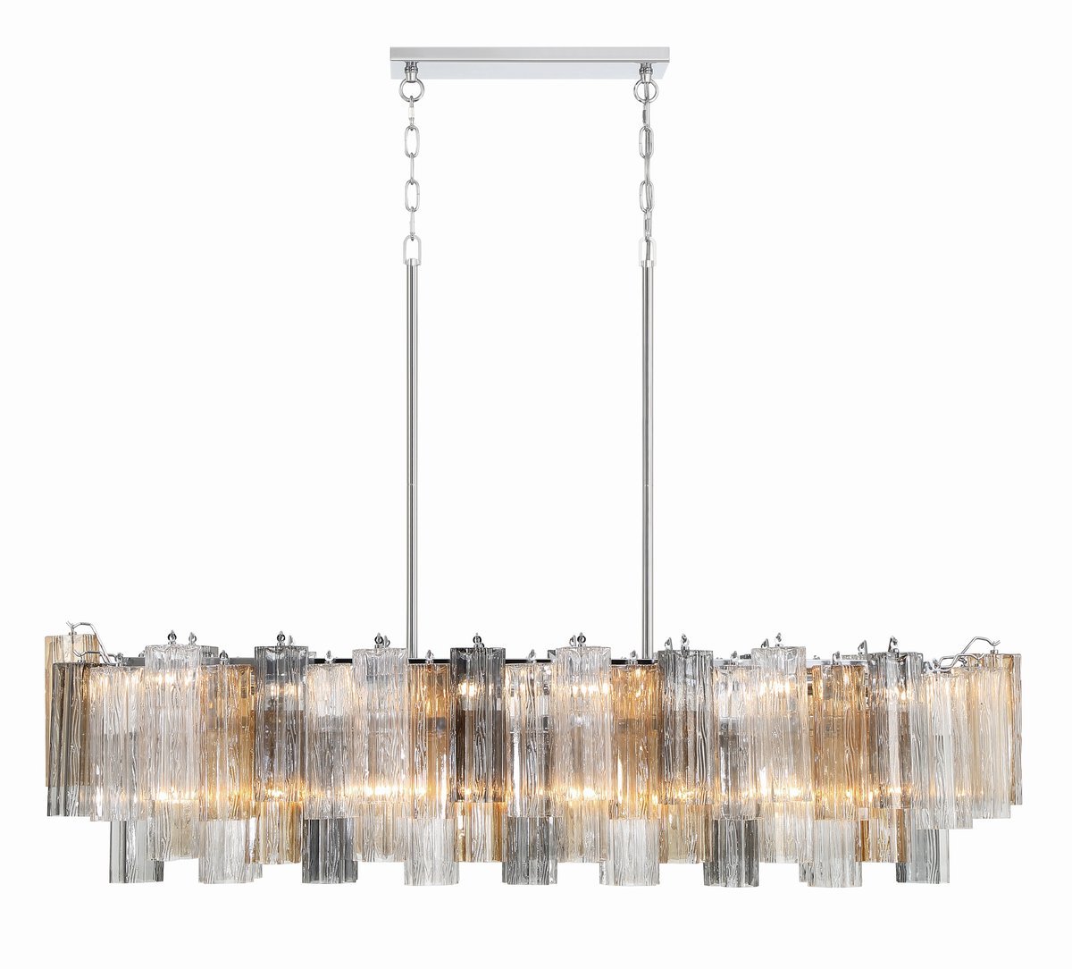 Aurora Linear Chandelier Glass Tube Tiered Amber - Blowlighting