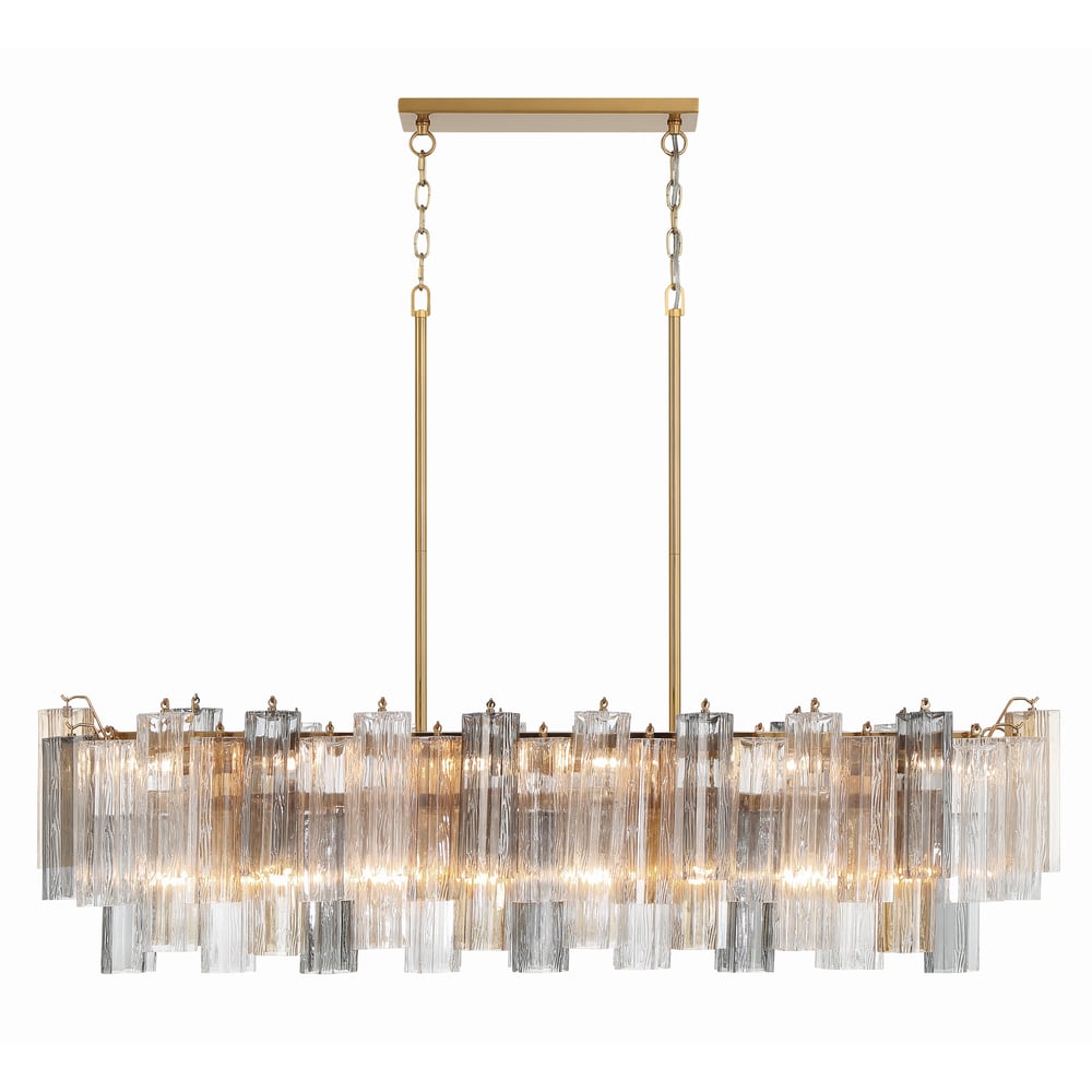 Aurora Linear Chandelier Glass Tube Tiered Amber - Blowlighting