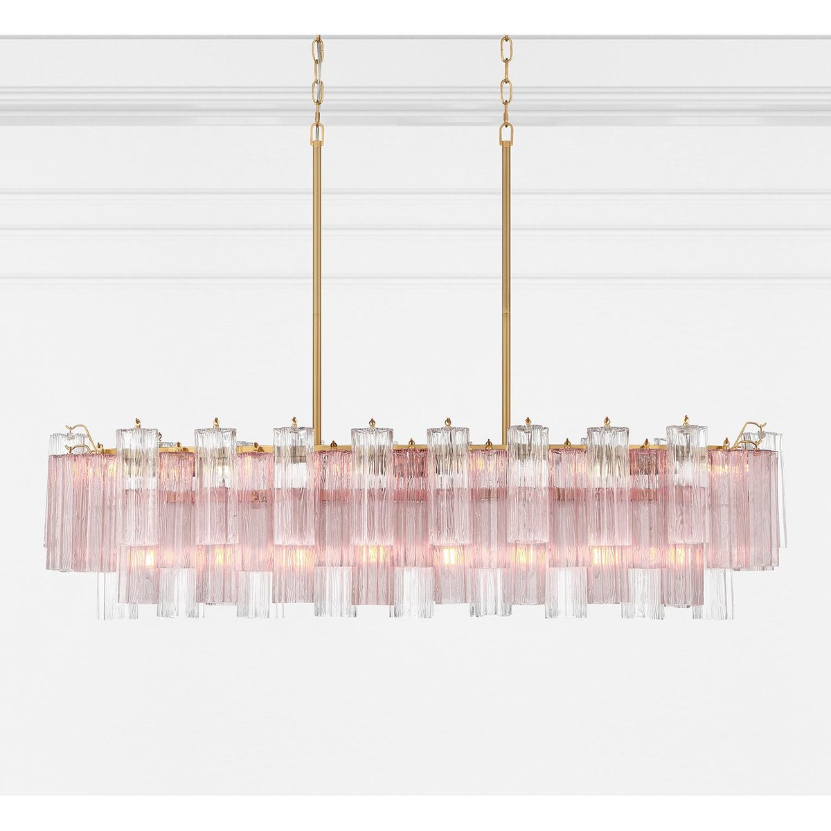 Aurora Linear Chandelier Glass Tube Tiered Amber - Blowlighting