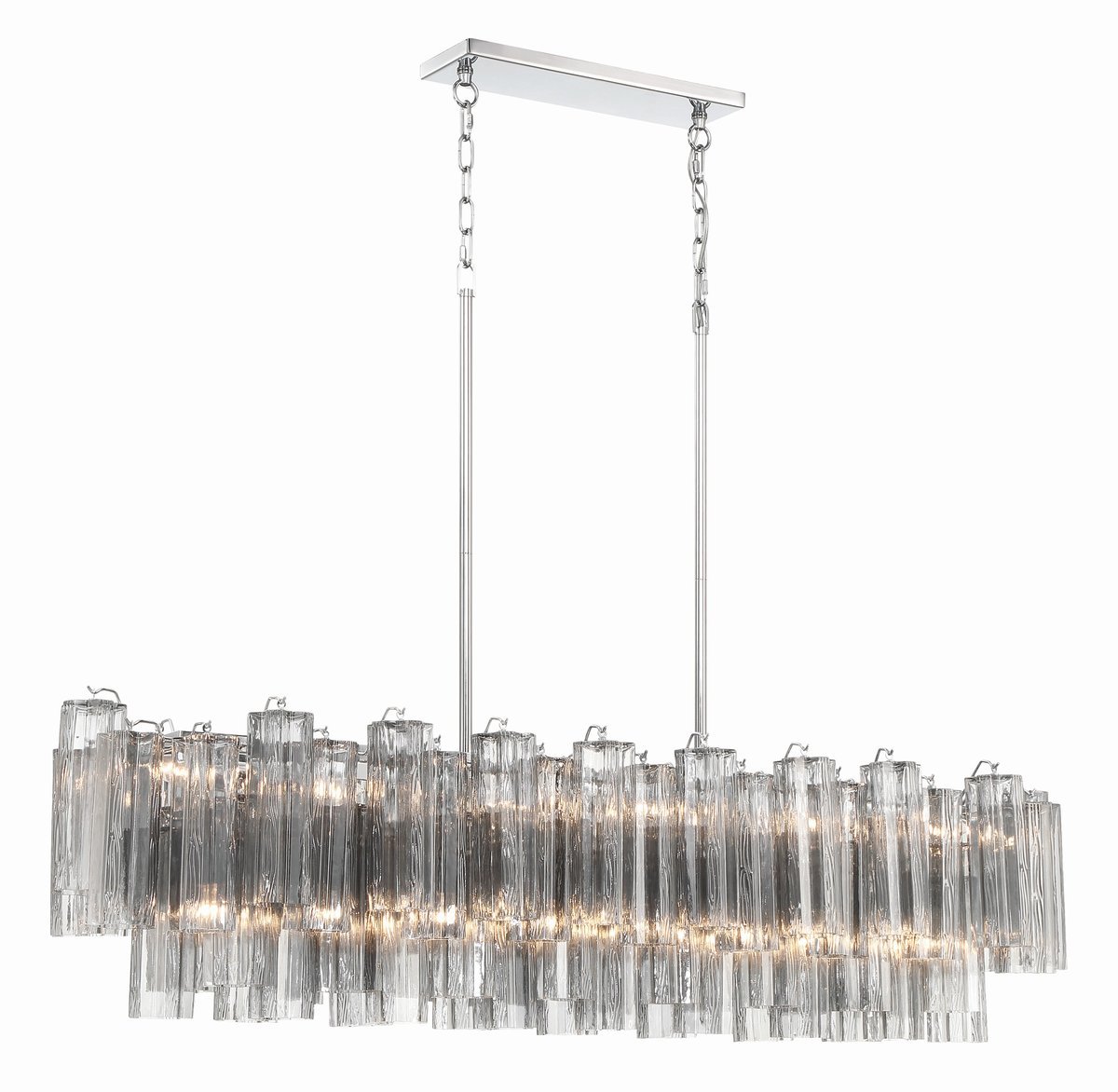Aurora Linear Chandelier Glass Tube Tiered Amber - Blowlighting