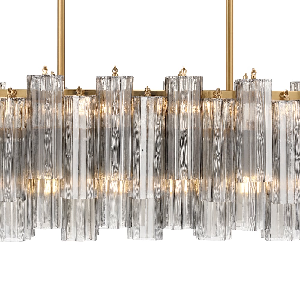 Aurora Linear Chandelier Glass Tube Tiered Amber - Blowlighting