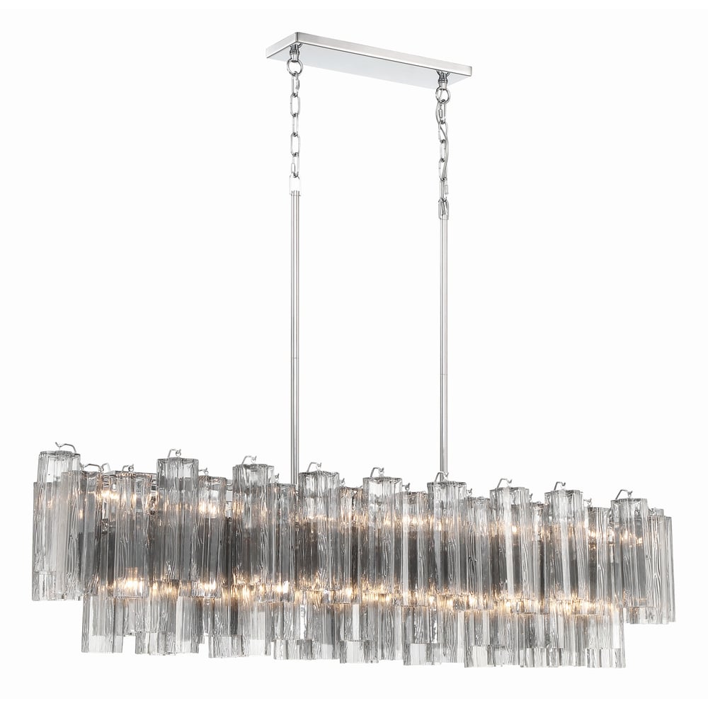 Aurora Linear Chandelier Glass Tube Tiered Amber - Blowlighting