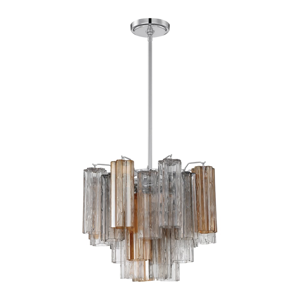 Aurora Murano Chandelier Glass Tube Layered Amber - Blowlighting