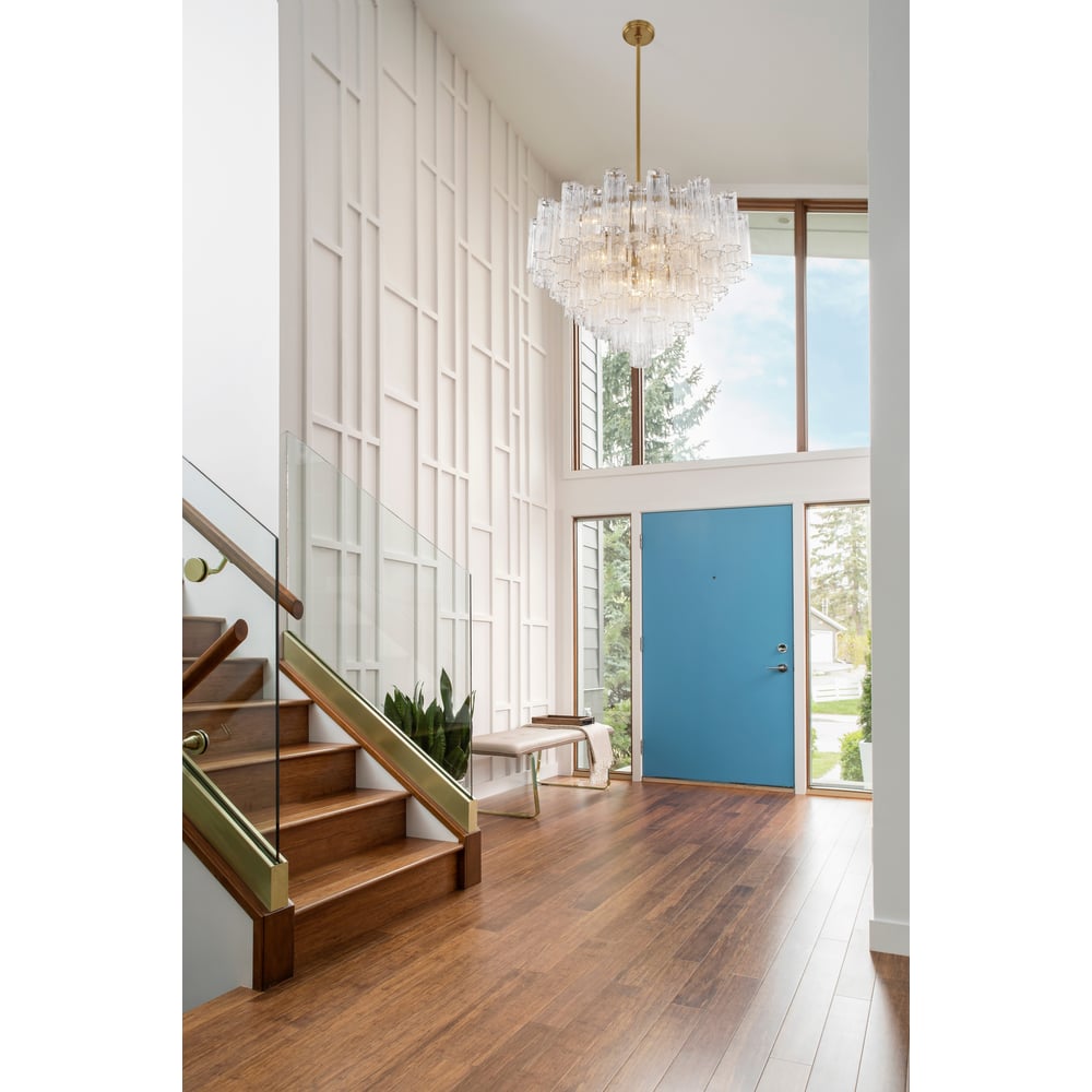 Aurora Murano Chandelier Glass Tube Layered Amber - Blowlighting