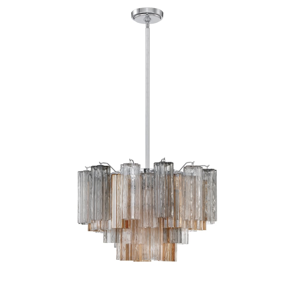 Aurora Murano Chandelier Glass Tube Layered Amber - Blowlighting
