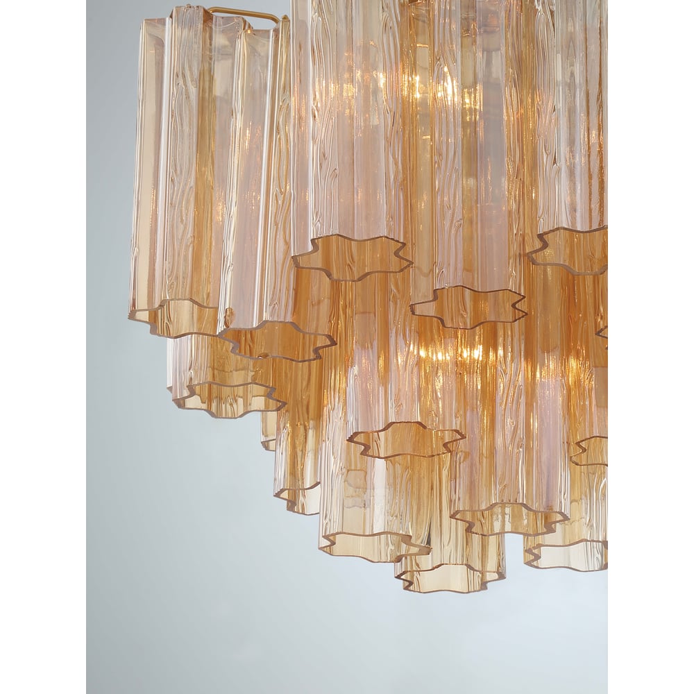 Aurora Murano Chandelier Glass Tube Layered Amber - Blowlighting