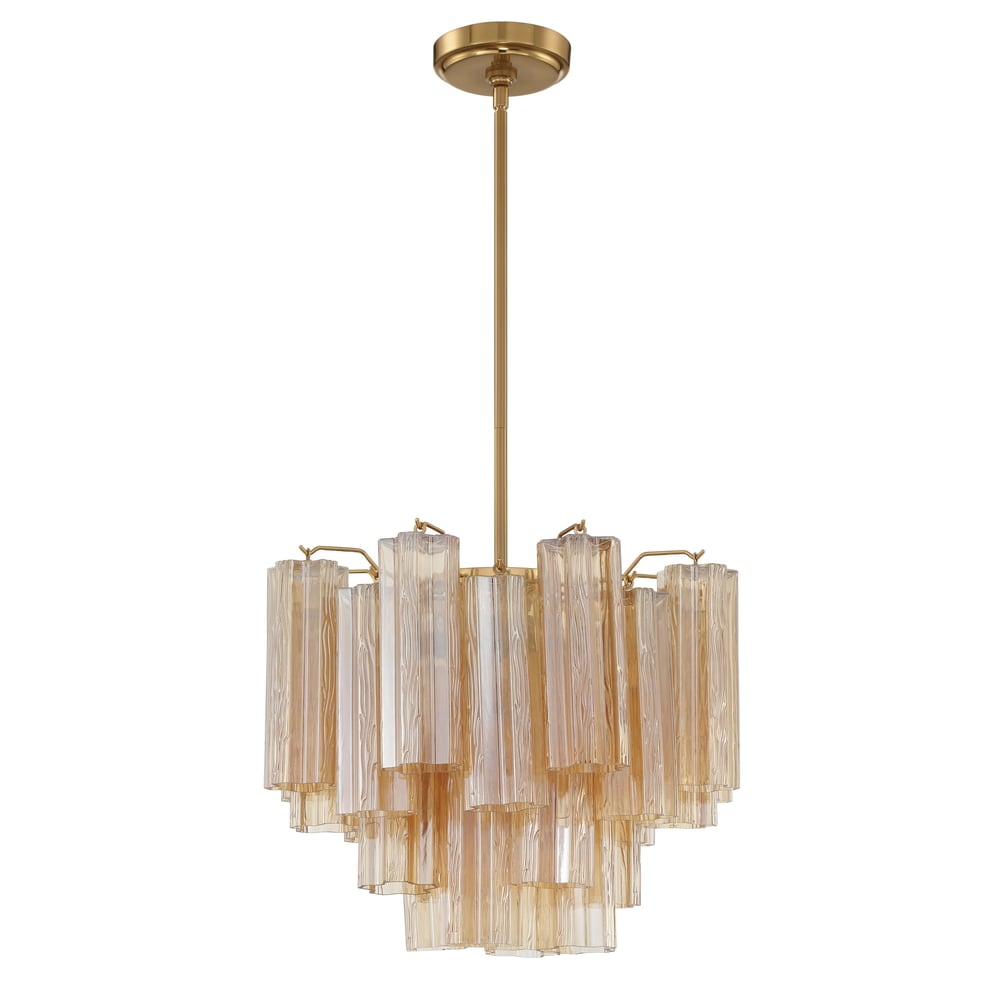 Aurora Murano Chandelier Glass Tube Layered Amber - Blowlighting
