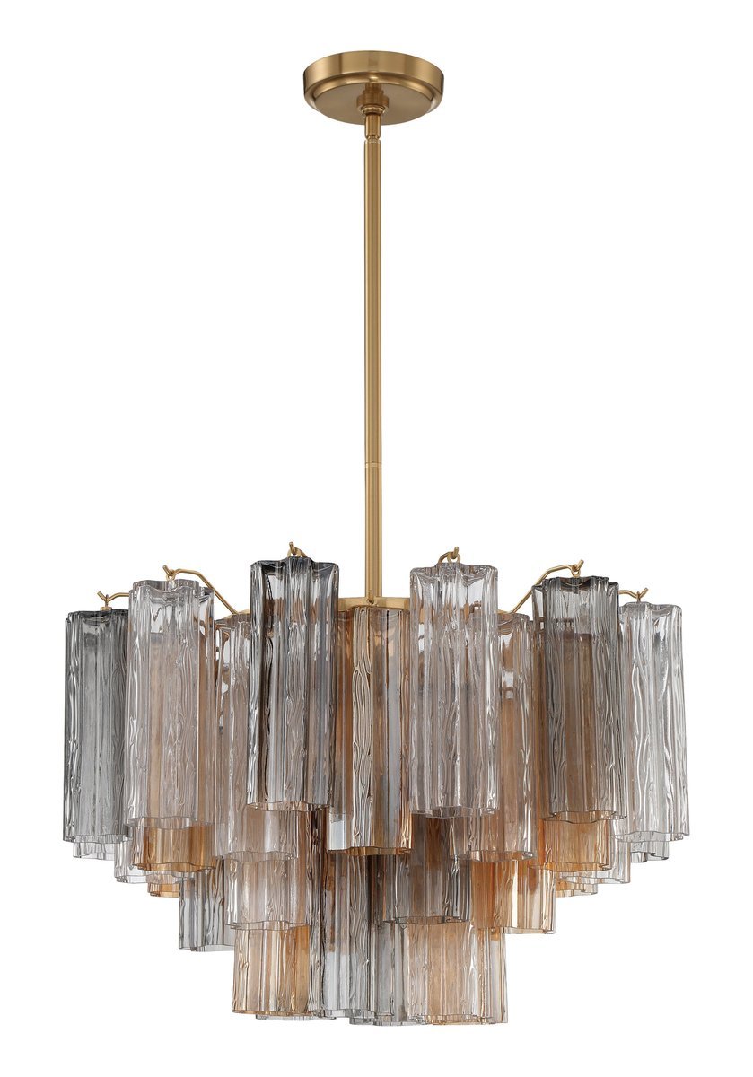 Aurora Murano Chandelier Glass Tube Layered Amber - Blowlighting
