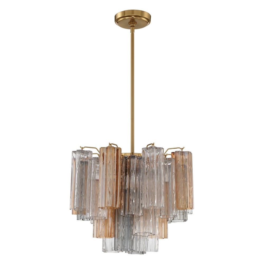 Aurora Murano Chandelier Glass Tube Layered Amber - Blowlighting